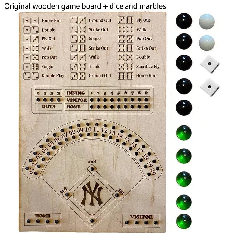 Baseball Dice Board Game Wooden Dice And Marble Board Game Interactive Double Battle Table Game Fun Sports Toy