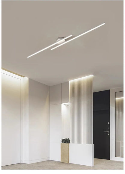 Long Aluminium LED Ceiling Light Modern Creative Design Ceiling Lamp Indoor Lighting Fixture Hallway Balcony Aisle Office Lustre