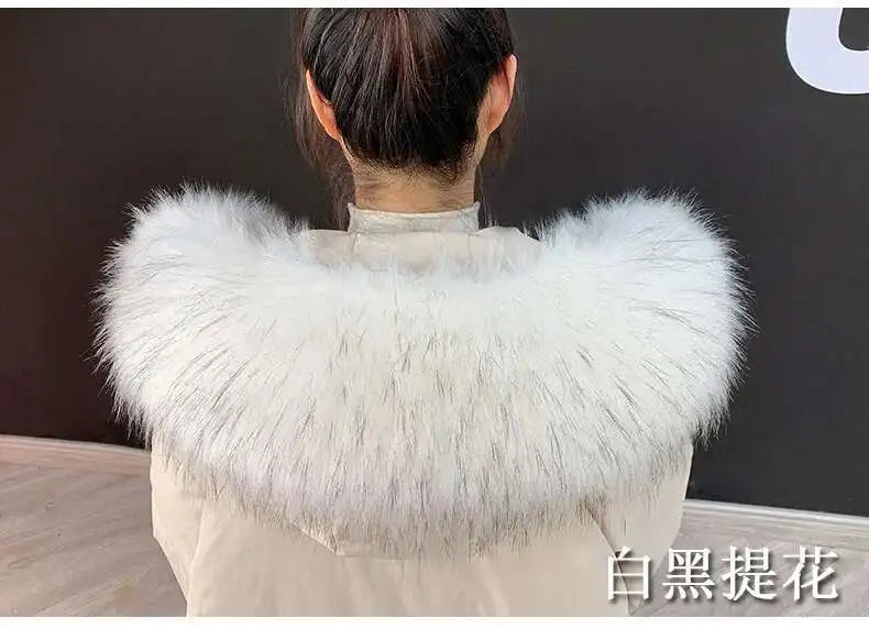 Detachable Faux Fur Collar Extra Large Warm Fake Fur Scarf Wrap Evening Cape For Winter Womens Coat Faux Fur Hood Ttrim Collar