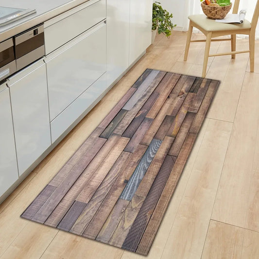 Colorful Wood Grain Floor Pattern Home Kitchen Floor Mat Door Front Decoration Floor Mat
