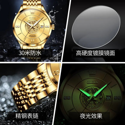 OLEVS brand watch Xianglong relief fully automatic mechanical watch men's watch men's watch 6693