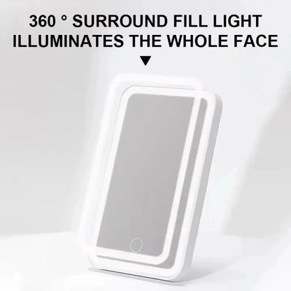 Car sun makeup mirror invisible touch USB reportable 360 ° adjustment soft light does not hurt the eyes mini convenient