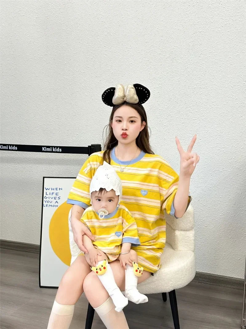 Summer Family T Shirts Parent-child Clothes Mother Father and Daughter Son Boy Girl Matching Tee Shirt Tops Baby Cotton Bodysuit