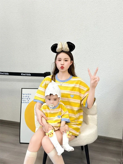 Summer Family T Shirts Parent-child Clothes Mother Father and Daughter Son Boy Girl Matching Tee Shirt Tops Baby Cotton Bodysuit