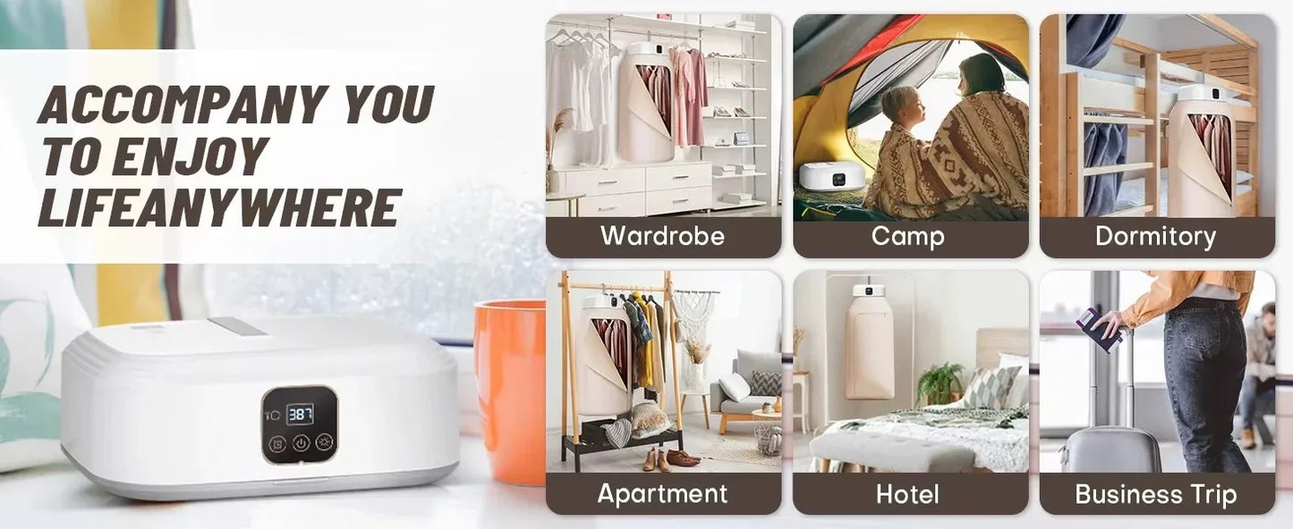 Multifunctional Dryer Electric Clothes Dryer Portable Compact Foldable Laundry Dryer Machine with Dryer Bag and Time Setting