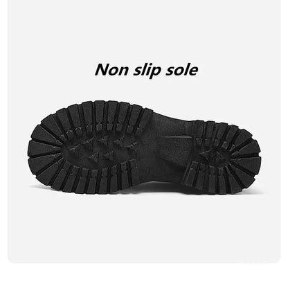 STRONGSHEN Men Patent  Leather Shoes Round Toe Casual Platform Business Shoes Fashion Wedding Banquet Party Formal Dress Shoes