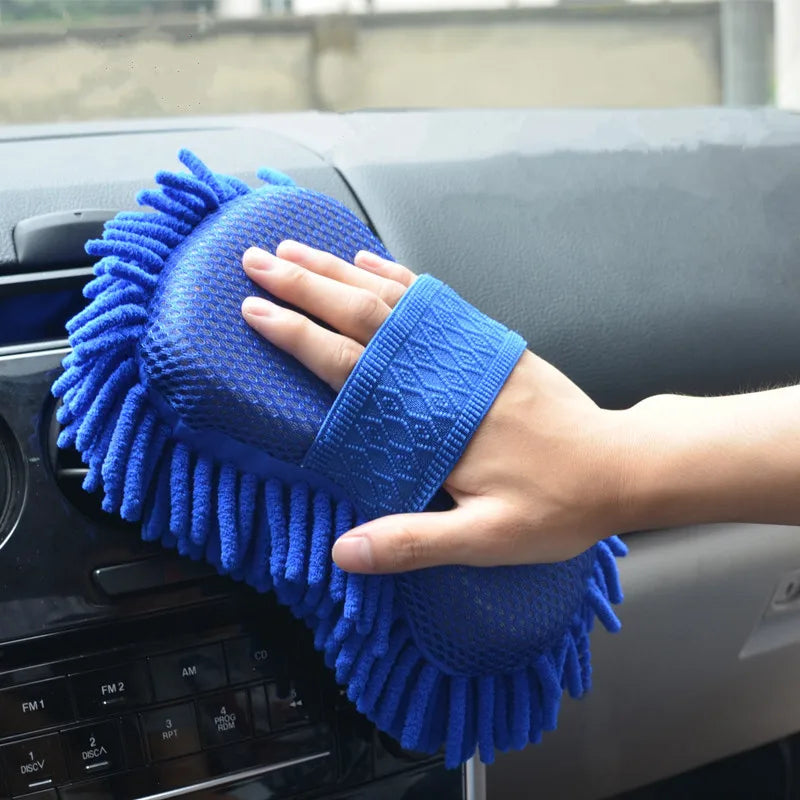 2Pcs Car Cleaning Brush Cleaner Tools Microfiber Car Washer Sponge Cleaning Washing Towel Auto Gloves Car Washing Accessories