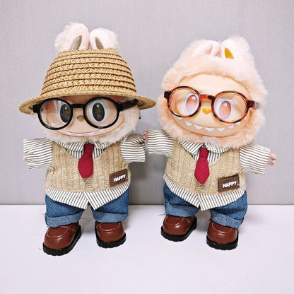 Labubu Doll Clothes Set, Purely Handmade, Literary, Gentle, Doll Clothes,Shirt,Vest,Leather Shoes,Glasses,Exquisite,High Quality