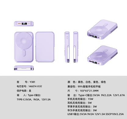 Portable 20000mAh Power Bank 22.5W Fast Charging Wireless Charging Station for iPhone & iWatch & Galaxy Watch for Phones Airpods