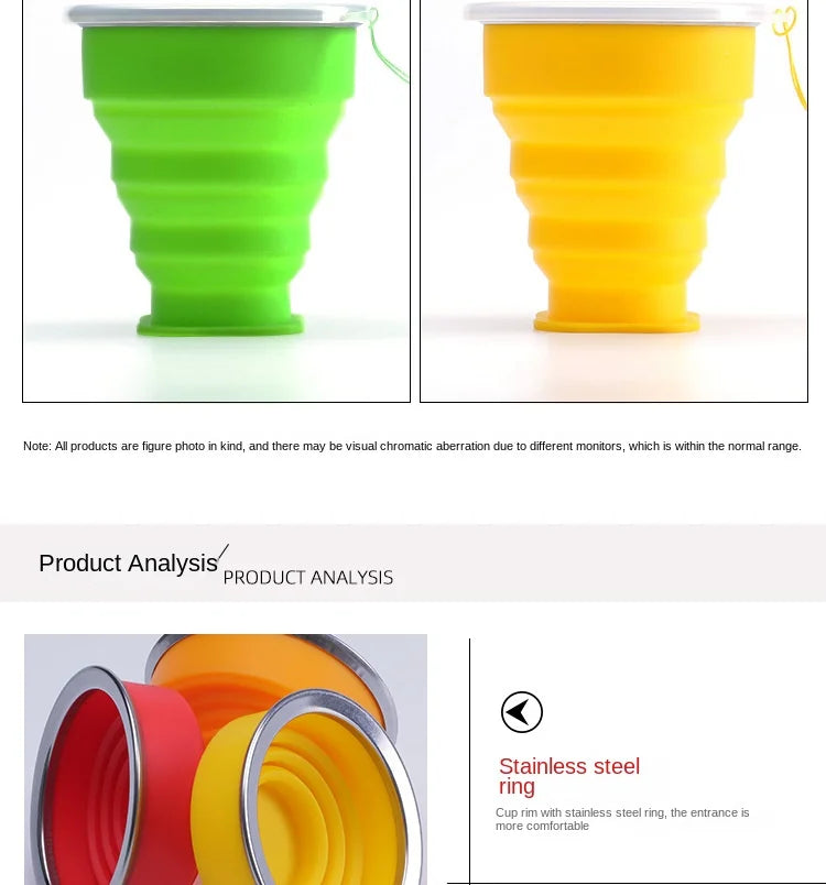 Folding Cups BPA FREE Food Grade Water Cup Travel Silicone Retractable Coloured Portable Outdoor Coffee Handcup