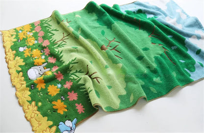 Cute 100% Cotton Embroidery Cartoon Towels Bathroom Hand Towel Batrh for Kids Adults Beach