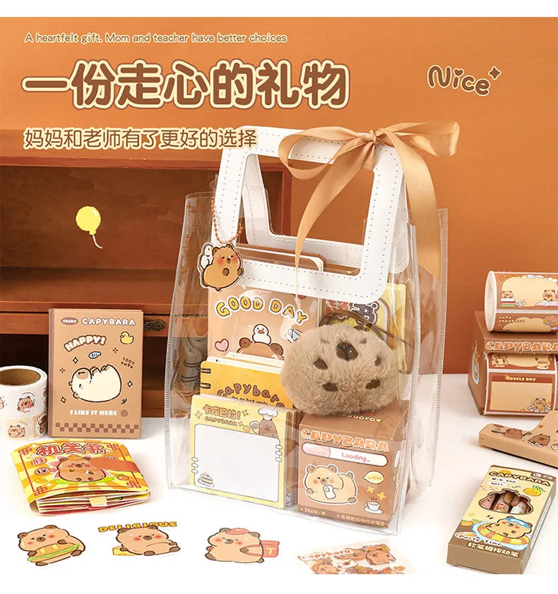 1 Set Capybara Stationery Set Student Graduation Gift Handbook Gift Bag Primary School Student Birthday Prizes