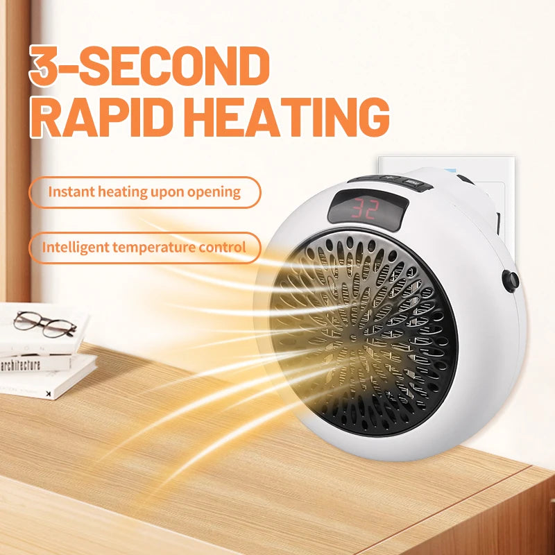 Home Plug In Cordless Space Heater Portable Electric Air Heater 2S Fast Heating Warm Fan Desktop for Winter Household Bathroom
