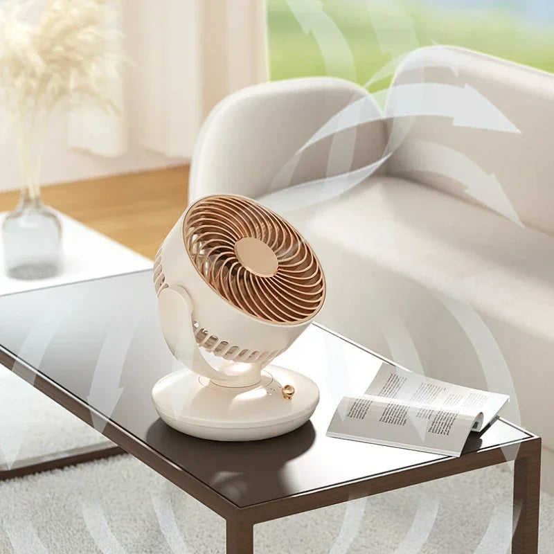 Desktop Rechargeable Fan Small Portable Air Conditioning Appliances Auto Rotation Ventilador 3-speed Wind Silent for Home Office