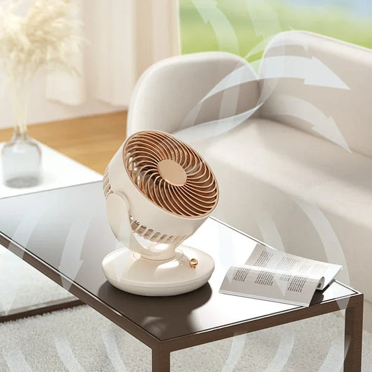 Desktop Rechargeable Fan Small Portable Air Conditioning Appliances Auto Rotation Ventilador 3-speed Wind Silent for Home Office