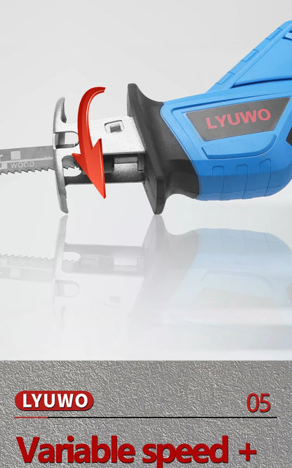 20V Rechargeable Reciprocating Saw Adjustable Speed Electric Saw Blade Saw Portable Wood Metal Cutting Chain Saw