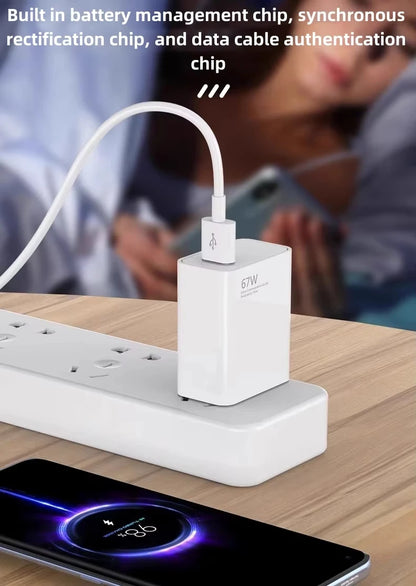 Xiaomi 67W USB Fast Charger For Xiaomi 15 14 13 12 11 10 Ultra Redmi Note 12T 13 Pro Turbo Quick Charge Type C USB Charge Cable