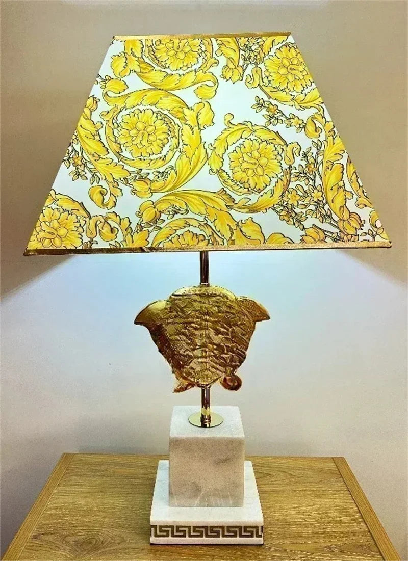 Modern LED Natural Marble Base Hardware Modern Light Luxury Bedside Lamp Decorative Lamp