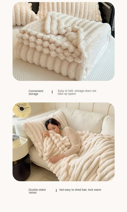 Solid Color Thickened Wide Striped Multifunctional Blanket Can Be Used As Bed Sheet Cover Blanket， Nap Blanket， Pet Blanket