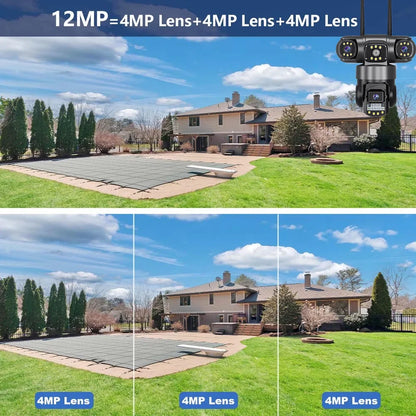 CCTV 3 Lens Video Surveillance Camera Wifi Network Camera 4G SIM Card Wireless 360 Monitor Outdoor Waterproof Security Cameras