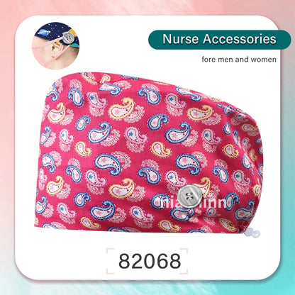 Cartoon Printed Operating Room Doctor Work Scrub Hat Pharmacy Dentistry Clinic Surgical Cap Adjustable Medical Nurse Accessories