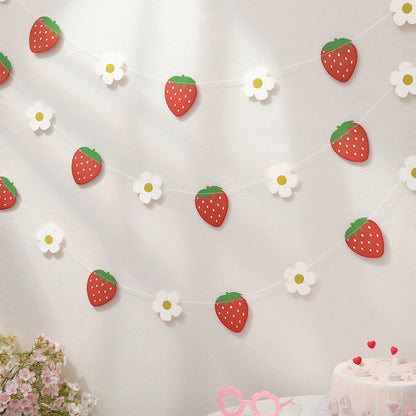Fruit, strawberry and flower flag-raising party decoration arrangement 1 set 1 piece.