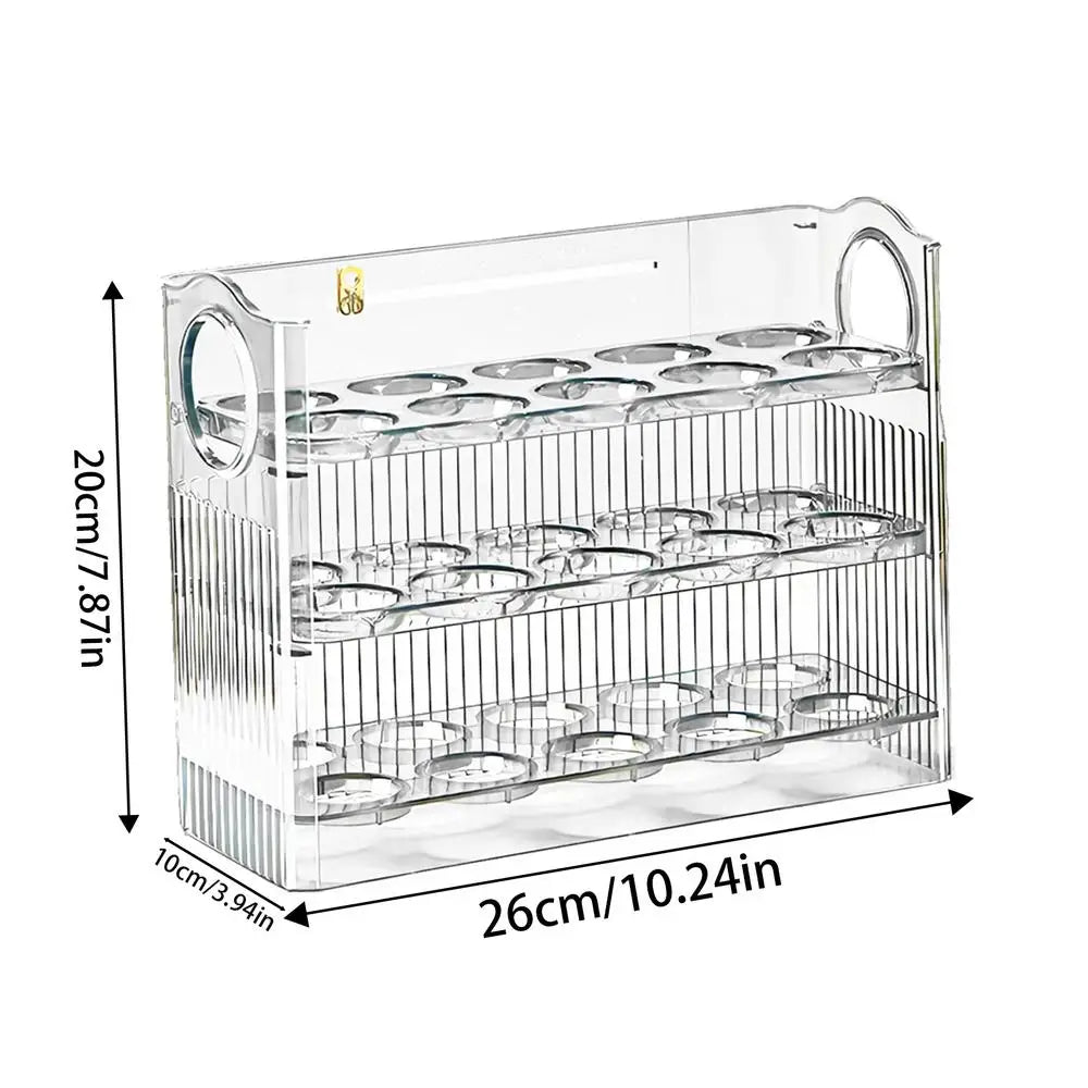 Egg Holder for Fridge 3-Tier Egg Organizer for Fridge With Time Scale Large Capacity Reversible Egg Rack Space-Saving Egg Keeper