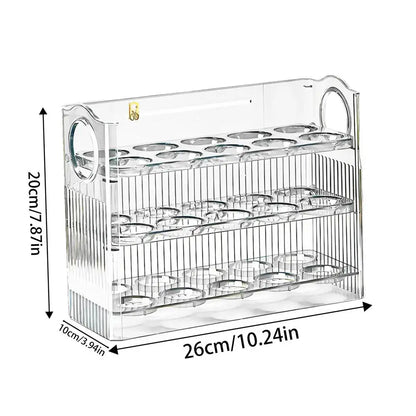 Egg Holder for Fridge 3-Tier Egg Organizer for Fridge With Time Scale Large Capacity Reversible Egg Rack Space-Saving Egg Keeper