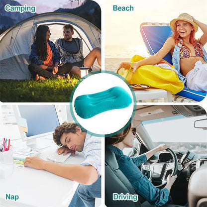 Camping Pillow Inflatable Travel Pillow 1pc Portable Neck Rest Press to Inflate Compact Air Pillow for Beach Office Home Travel