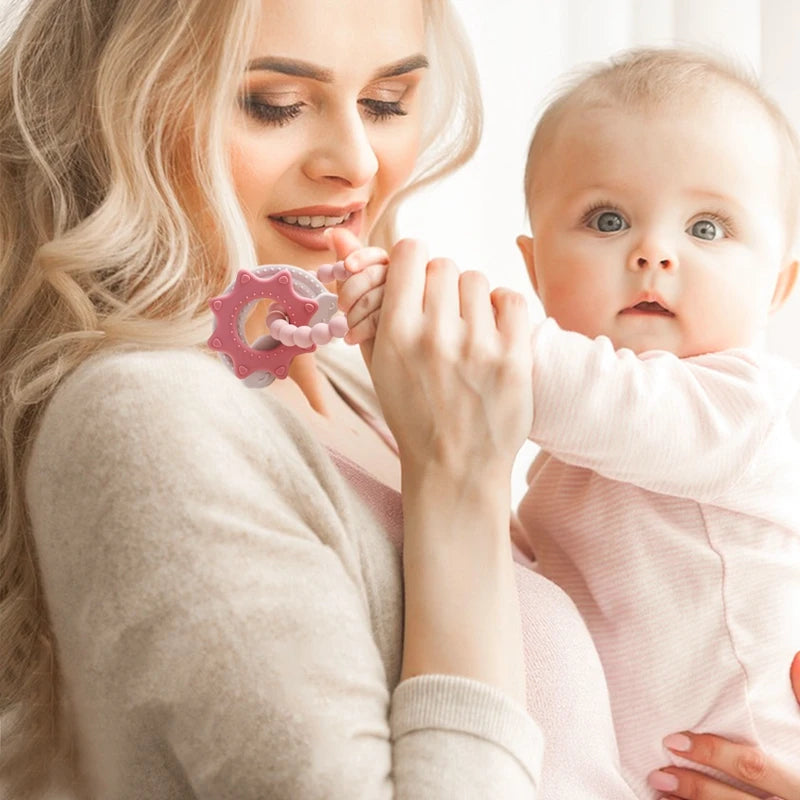 Silicone Teethers For Baby Thing Newborn Chews Food Grade Teethers Training Bed Toy Baby Cartoon Space Feeding Infant Rattle Toy