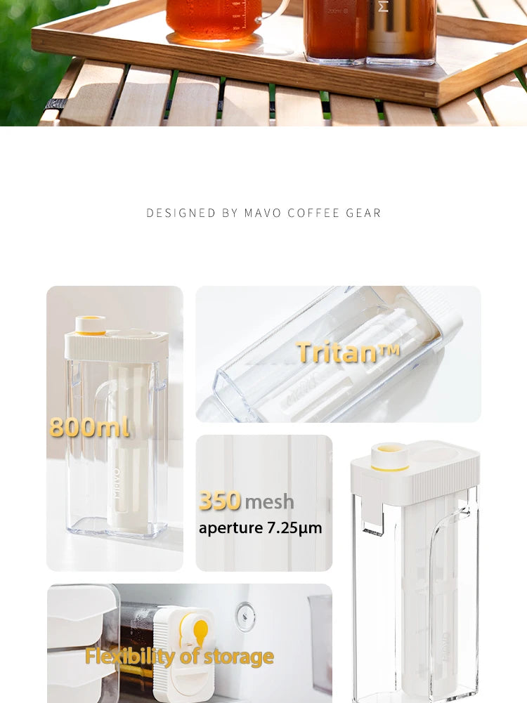 MAVO Manual Cold Brewer 800ml Ice Coffee Maker Cold Brew Coffee Pot Iced Coffee Brewer Coffee brewing kit Cold brew coffee maker
