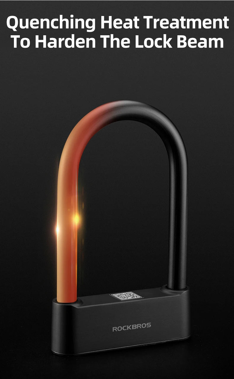 ROCKBROS Bicycle Smart Lock Bluetooth Fingerprint Unlock Waterproof High Strength Steel Alloy Anti-theft U-Lock Bike Accessories
