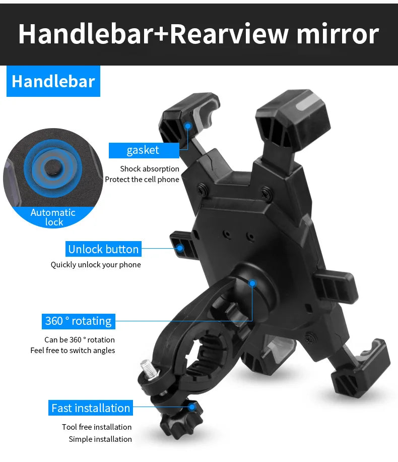 Bicycle Mobile Phone Holder Electric Bike Motorcycle Phone Stand Ride Navigation Mobile Phone Rack Phone Holder Support