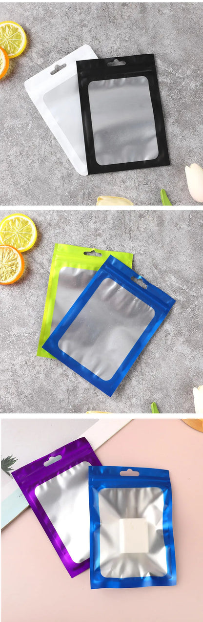 50Pcs Thicken Ziplock Bags Colorful Resealable Zipper Bags Pouch Jewelry Display Electronics Accessories Packaging Storage Bags