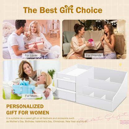 Makeup Organizer With Drawers Desktop Storage Box for Cosmetics Lipstick Brushes Lotions Eyeshadow