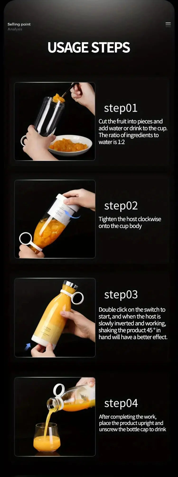 Portable Blender,Fashion Portable Blender for Shakes and Smoothies 11.8 Oz,Magnetic USB Fast Charging Mini Fresh Juice Mixer