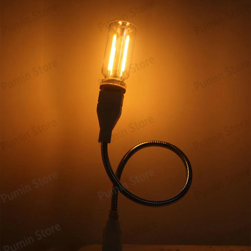 LED Night Light A set of Light Bulbs USB Bendable Night Light USB Metal Hose And Night Light Bulb Purple Pink Blue Green