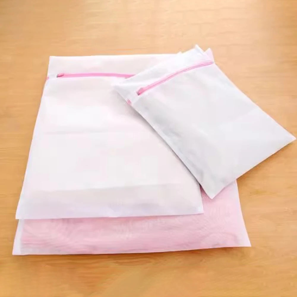 3PCS Pink Grid Laundry Bag for Home Organization - Classification Clothing Care Bag