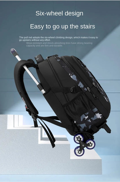 School Rolling backpack bag School Bags with wheels Student wheeled Backpacks for boys Children School Trolley Bag Waterproof