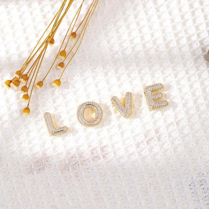 RAKOL Exquisite Copper Gold-plated Zircon Pendant American Minimalist Collarbone Chain 26 A-Z Balloon Letter Necklace For Women