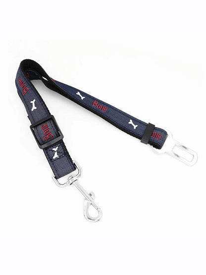 1pc-Adjustable denim dog car seat belt metal buckle - suitable for all sizes of retractable pet safety harnesses