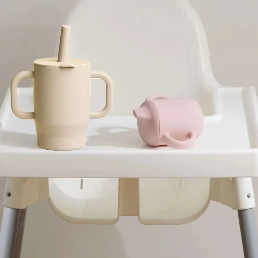 Portable Food Grade Silicone Baby Sippy Cups 180ml Heat-resistant Feeding Cup BPA Free Drop-proof Baby Straw Cup Snack