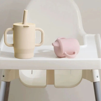 Portable Food Grade Silicone Baby Sippy Cups 180ml Heat-resistant Feeding Cup BPA Free Drop-proof Baby Straw Cup Snack