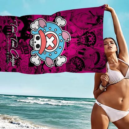 Japanese Anime One P-Piece Cartoon Beach Towel Cute Kawaii Room Decor Bath Girls Children Hand Towels For Bathroom Shower