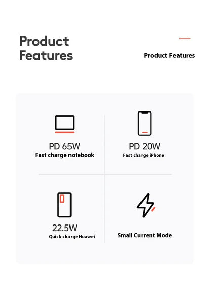 USAMS 30000mAh Power Bank 65W USB-C/A Fast Charging Portable External Battery Mobile PowerBank For iPhone16 Pro MacBook Laptop