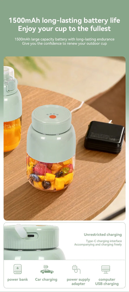 Portable Fruit Blender 800ml Multifunctional Electric Juicer Cup 10 Steel Blades Summer Milkshake Machine USB Rechargeable
