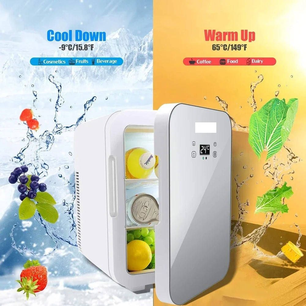 Mini Fridge 25L Dual-Core Compact Refrigerator For Car Portable AC/DC Small Cooler And Warmer With Digital Temperature Control
