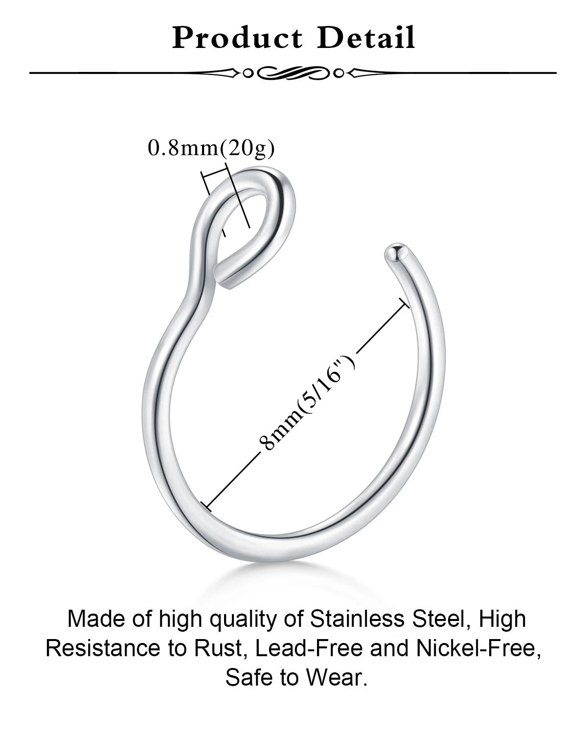 12Pcs/Set Fake Ear Ring Magnetic Studs Faux Non Pierced Ear Ring Ear Cuff No Piercing Magnetic Nose Studs CZ Dia 3/4/5mm