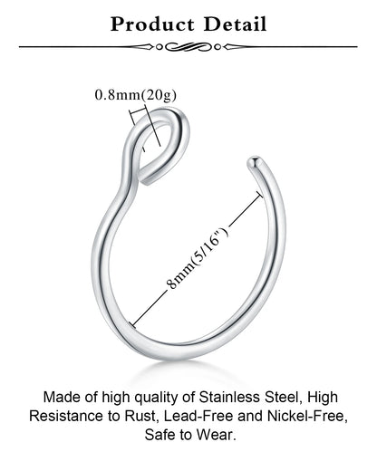 12Pcs/Set Fake Ear Ring Magnetic Studs Faux Non Pierced Ear Ring Ear Cuff No Piercing Magnetic Nose Studs CZ Dia 3/4/5mm