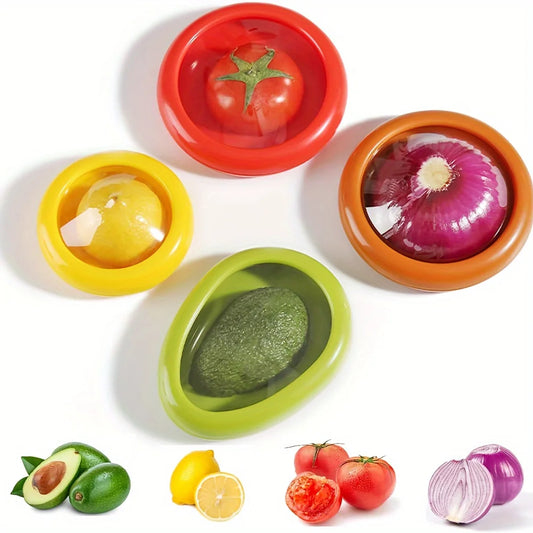 1/4PCS Reusable Food Saver Box Half Cut Fruit Freshing Retractable Film Storage Container Fruit Preservation Seal Cover Kitchen